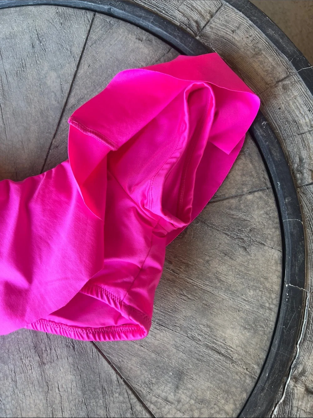 Bright Hot Pink Off-Shoulder Ruffle Top Size 10 B34
